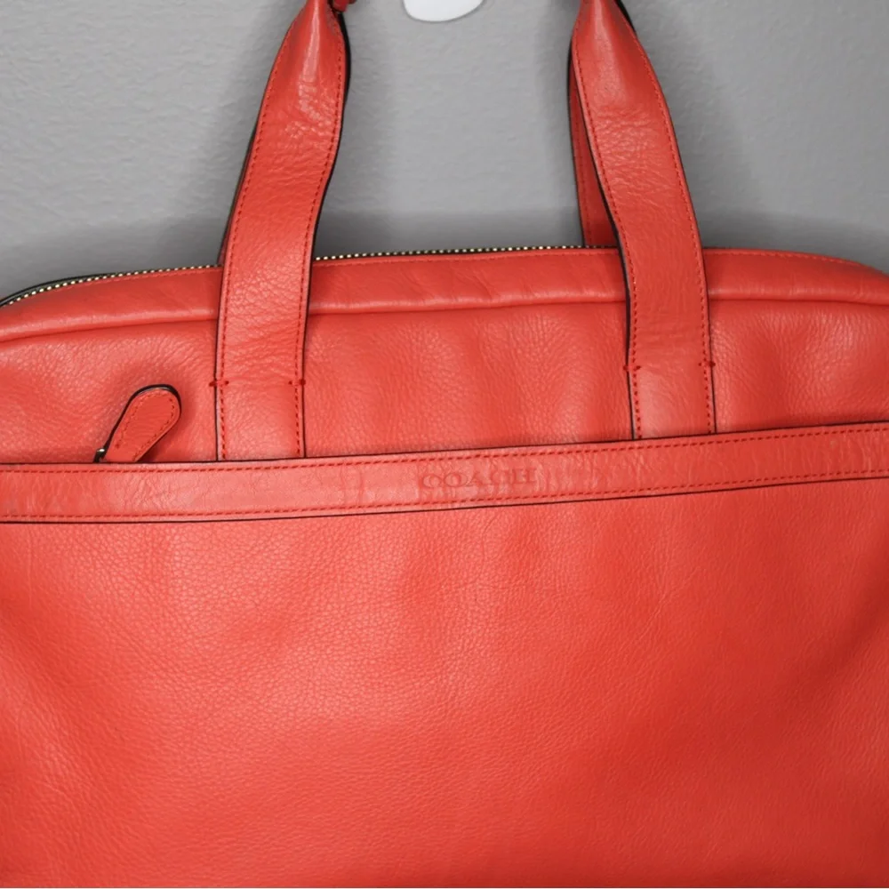Coach Coral Leather Laptop Bag with Black Strap
